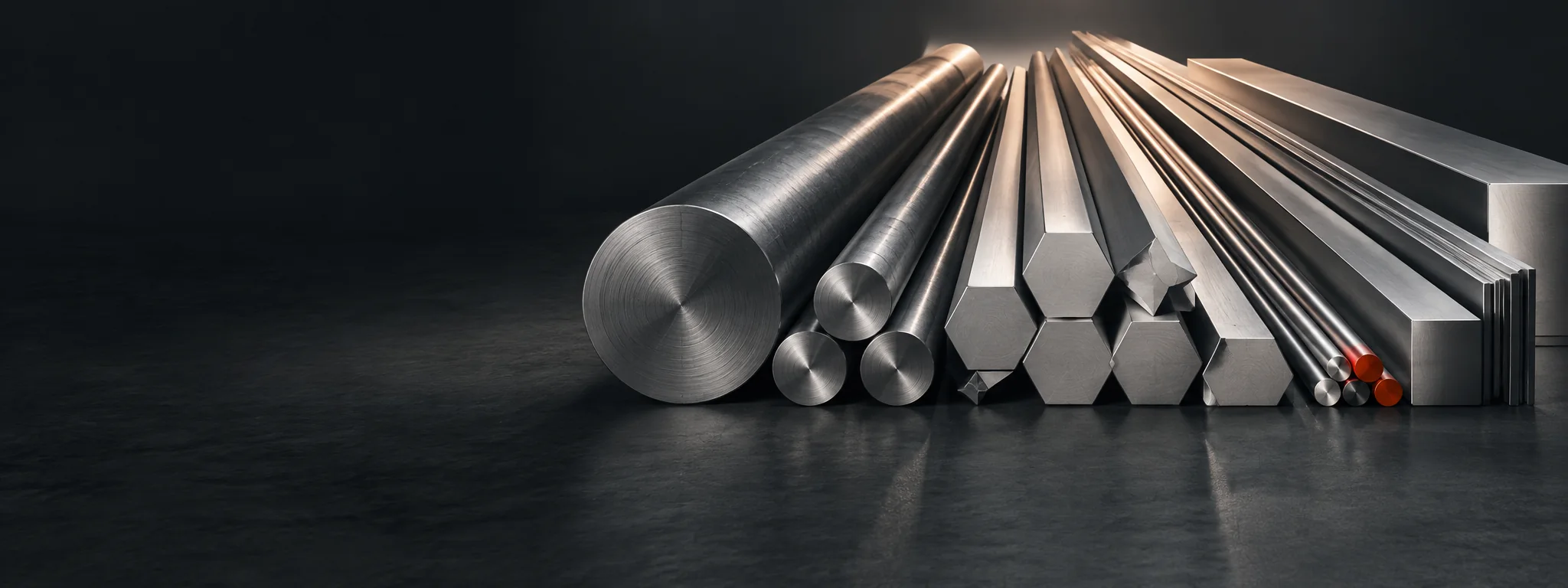 Editorial industrial composition representing bars & long products