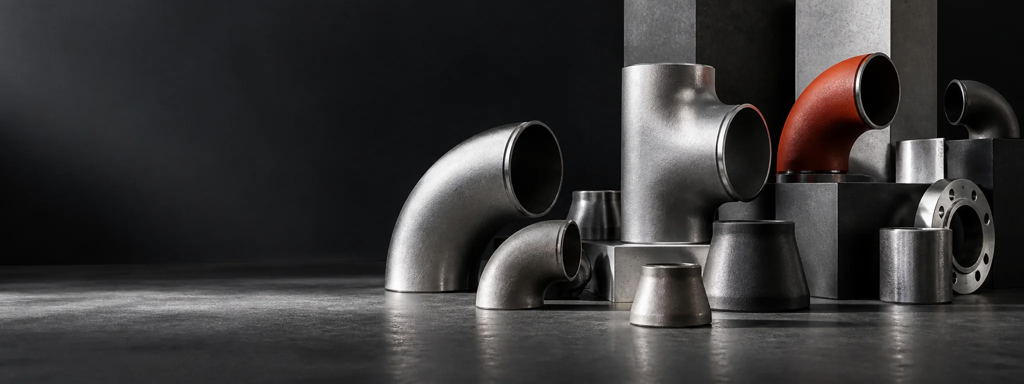Editorial industrial composition representing fittings