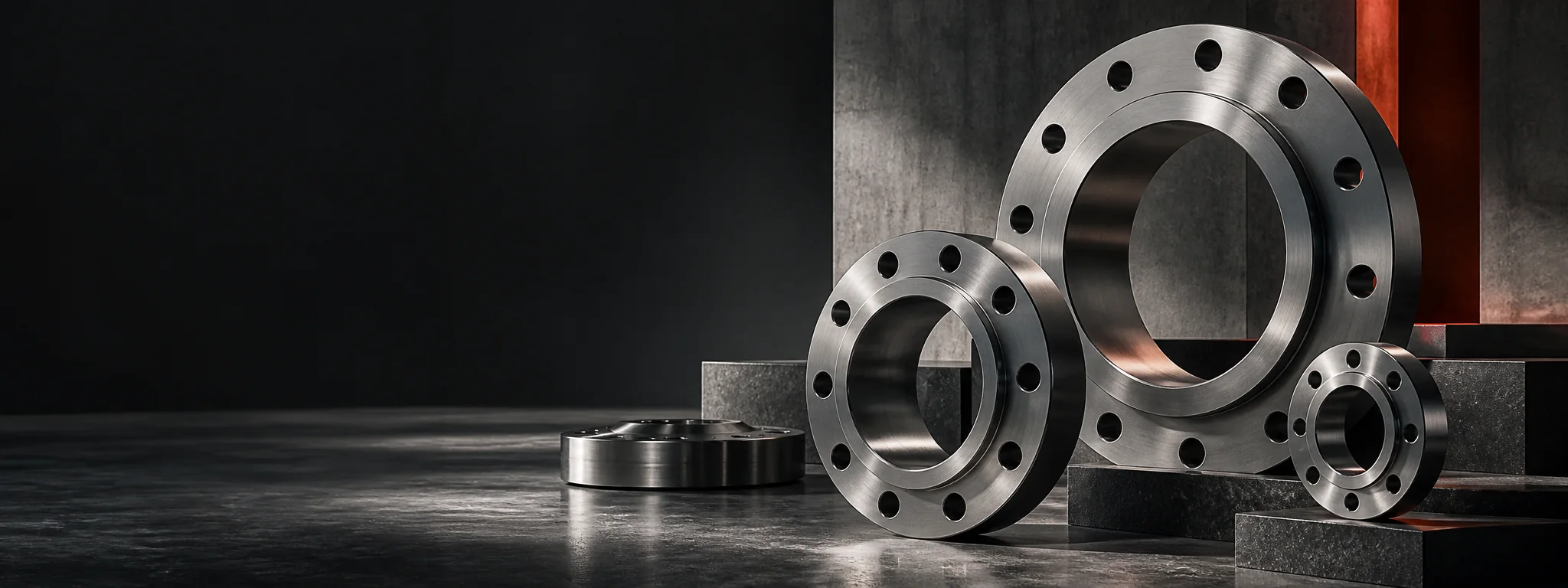 Editorial industrial composition representing flanges