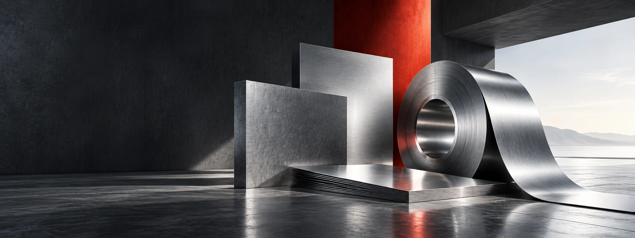 Stainless steel plates, sheets and coil arranged as architectural forms